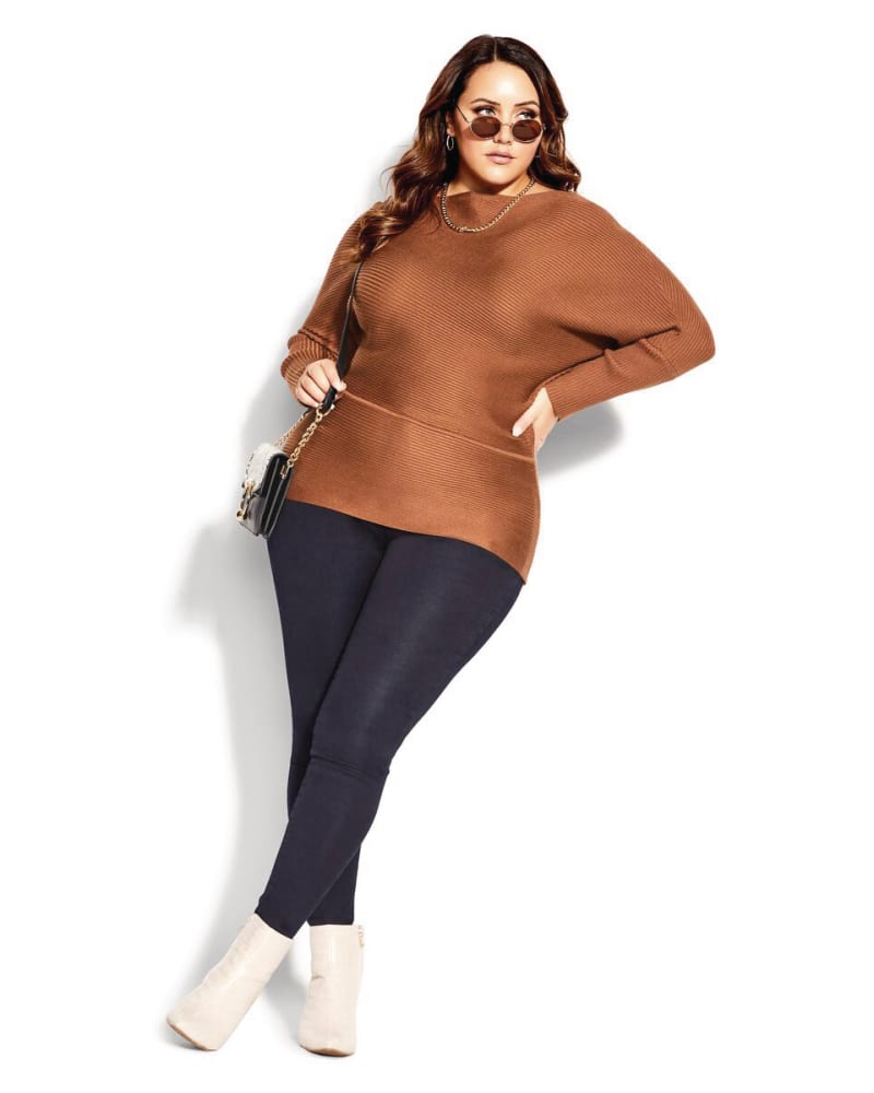 Plus size model wearing Fitted Rib Sweater Top by City Chic | Dia&Co | dia_product_style_image_id:172188